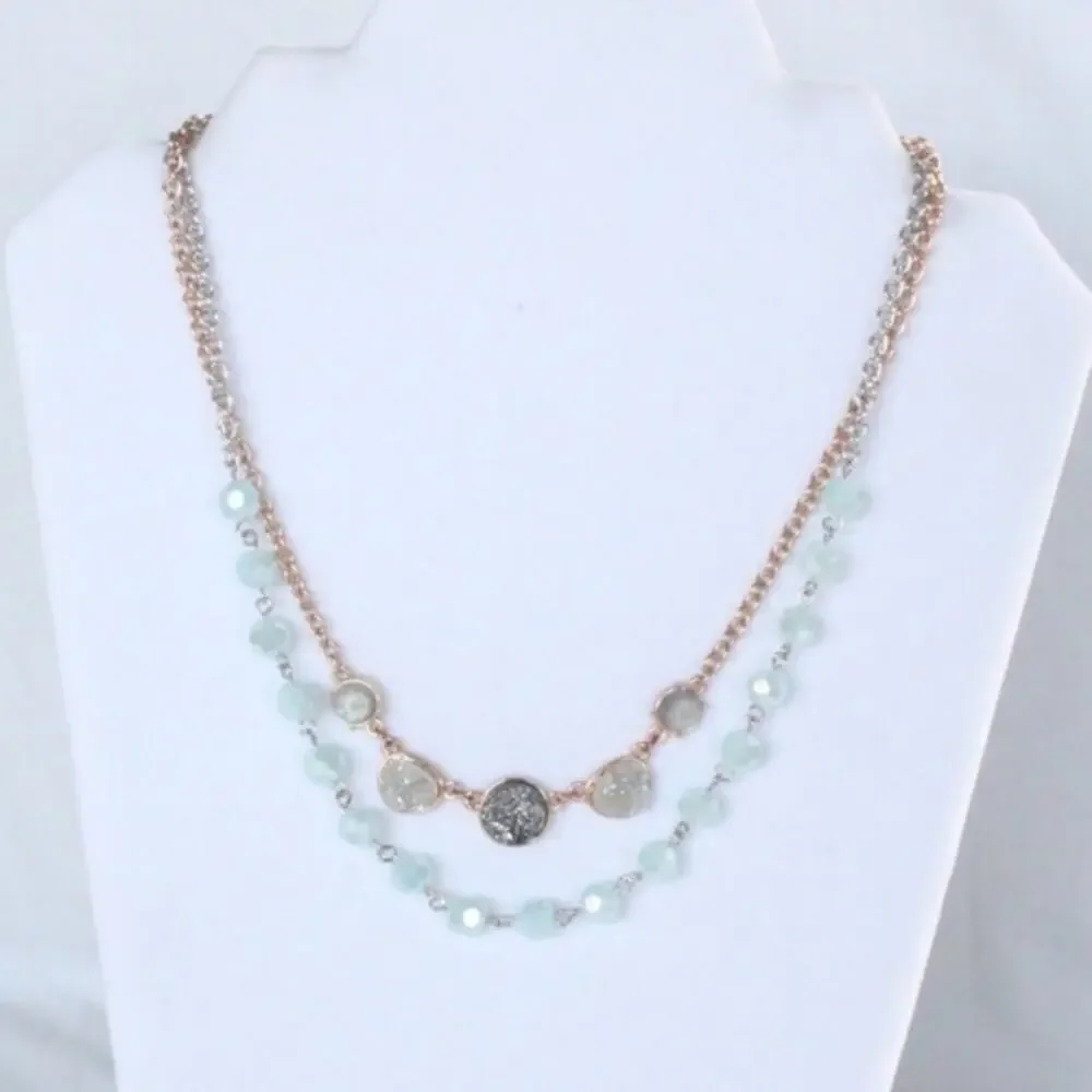 NEW Necklace Double Strand Rough Cut